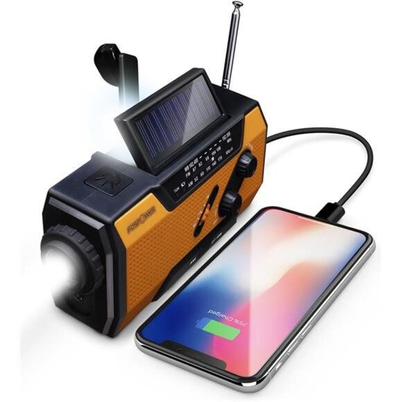 Solar Emergency Weather Radio (Model A1) with 7400mWh Portable Power Bank - Picture 1 of 4